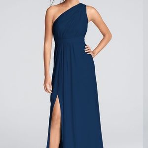 David’s Bridal One Shoulder Crinkle Chiffon Dress